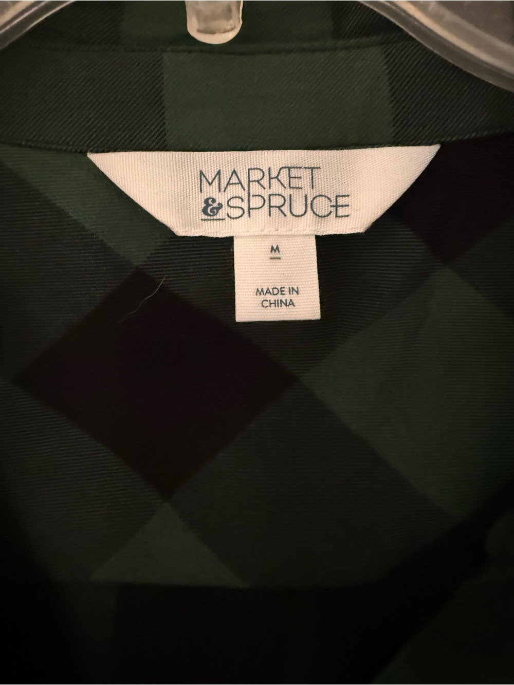 Market & Spruce Green and Black Plaid Button-Down Shirt